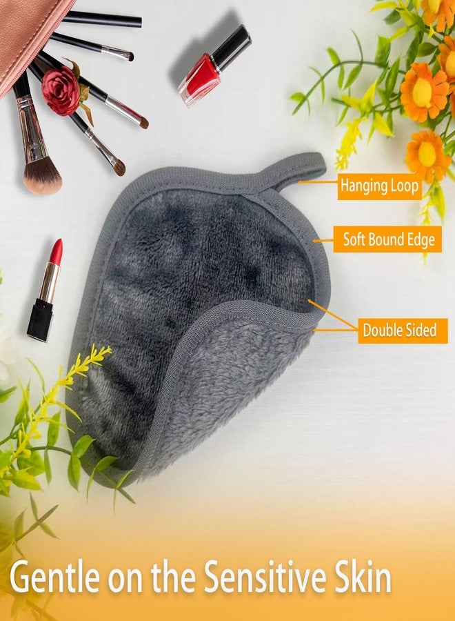 Lasyman Reusable Microfiber Makeup Remover Cloths Towel For Face Eye,Lips All Skin Types Friendly For Makeup Remover Pads 5Pack 5 X 5 In（Grey） - Image 2